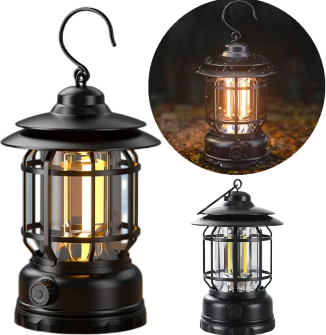 Outdoor Camping Lights Vintage Dry Battery Camp Light Hanging Lighting Tools Portable Retro Design Lantern with Stepless Dimming Hook-Jess Gadget